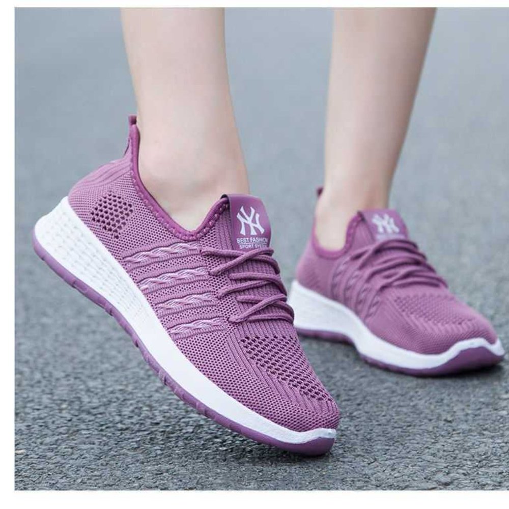 Mesh Top slip-on sneakers - ladies fashion sneakers Purple & White sneakers - Picture 6 of 16